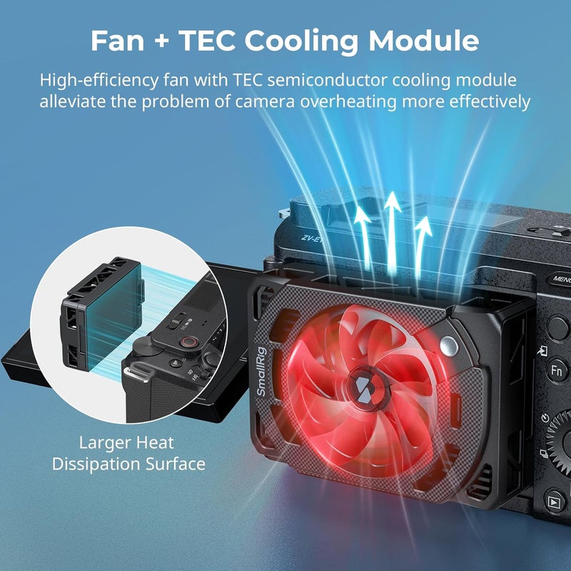 SMALLRIG مروحة تبريد كاميرا TEC لكاميرات سوني المرآة، نظام تبريد خارجي للكاميرا مع وحدة تبريد TEC لـ ZV-E1/ZV-E10 II/ZV-E10/ZV-1/ZV-1F/A7 IV/A7S III/A7C/A7C II/A7CR/A6700/FX3/FX30 - Image 2